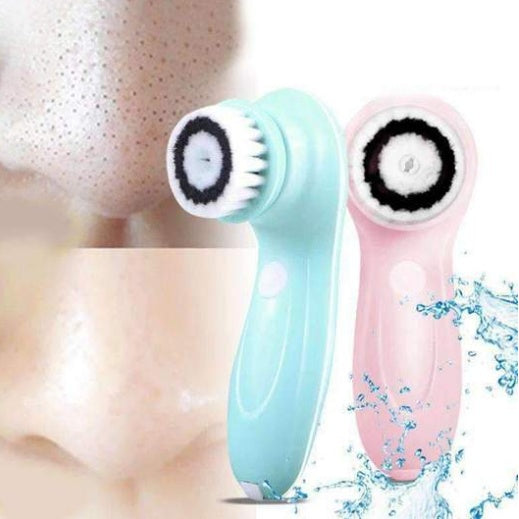 Beauty instrument Electric cleansing instrument showing a pink and teal electric facial cleansing brush for deep cleaning.