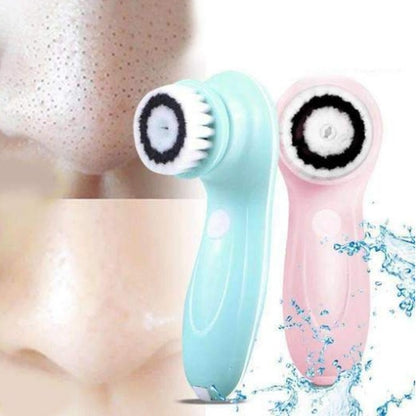 Beauty instrument Electric cleansing instrument showing a pink and teal electric facial cleansing brush for deep cleaning.
